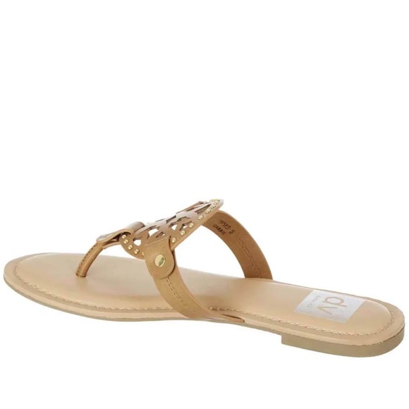 DV By Dolce Vita Gotie Tan Laser Cut Studded Flat Sandal Size 9.5 - Picture 2 of 5